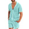 Men's Summer Sports Suit Short Sleeve + Shorts 2 Piece Set