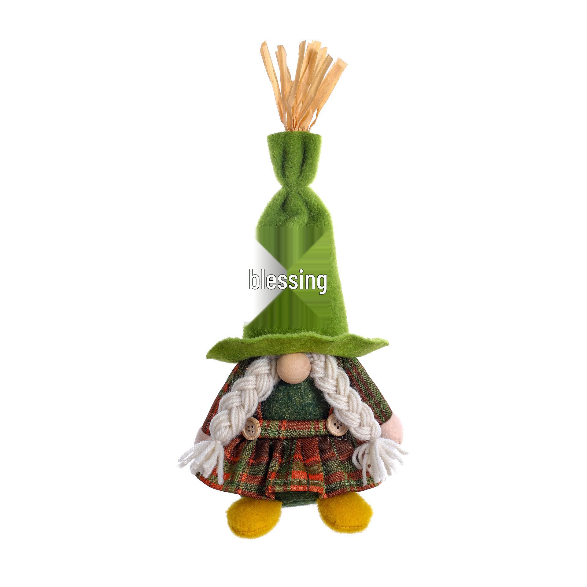 Cross-border Harvest Festival Decor: Gnome Ornaments, Maple Leaves, Rudolph Figurines, Faceless Dolls, and Old Man Figures.