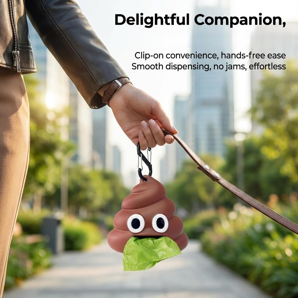 Portable Silicone Dog Waste Bag Dispenser with Carabiner Clip - Convenient Pet Poop Bag Holder for Outdoor Cleaning and Travel -