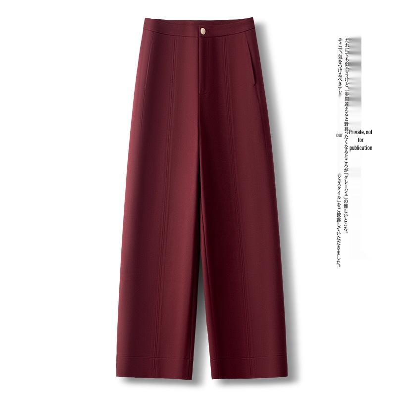 

Women s Spring 2025 High-End Tencel Cotton Wide-Leg High-Waisted Pants - Loose, Slimming, Draped, Versatile, Straight-Leg, Casual Style 26 (Recommended for 85-95 lbs) красный
