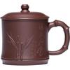 Yixing Handmade Purple Clay Tea Cup with Lid, Large Capacity, Bamboo Design