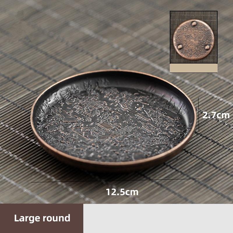 Retro Alloy Round Square Coaster Tea Set Accessories Lucky Cloud Pattern Cup Holder Insulation Pad Coffee Mat Desktop Decoration