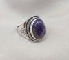 Natural Charoite 925 Sterling Silver Ring: Handmade Boho Gemstone Jewelry