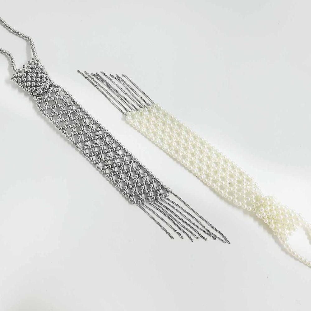 Minimalist Beaded Fake Collar Woven Beads Necktie Decoration Shirt Tie  JK Uniform Decoration