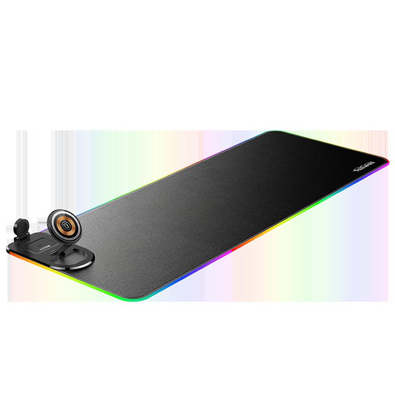 15W3 in 1 Wireless Charging Mouse Pad Custom Office Desk Pad Phantom Luminous Game Pad Rubber Mouse Pad Oversized black