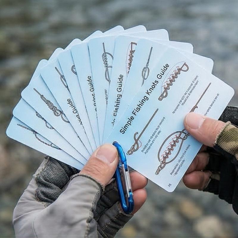 6Pcs/1Set Fishing Knot Guide Card, Containing 12 Of The Most Practical Fishing Knots, With Storage Buckle, Durable Pvc Card
