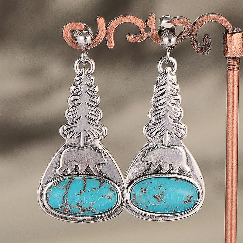 

Vintage Bohemian Style Turquoise Design Dangle Earrings for Women s Ethnic Jewelry Accessories Perfect Exquisite Gifts Blue-green