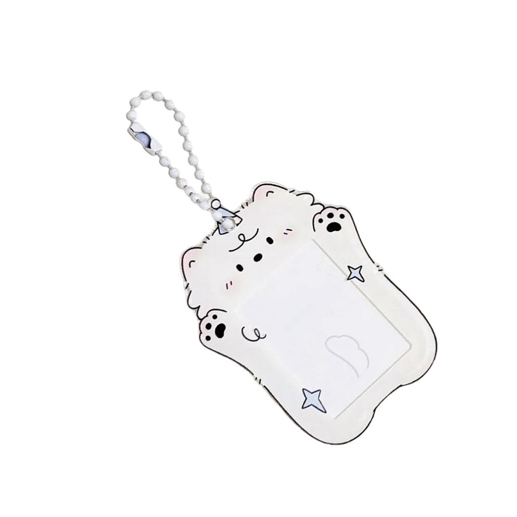 Cartoon Photocard Holder 1Inch Kpop Photo Card Holder with Keychain Id Cards Holder Pendant Keychain Student Card Sleeve