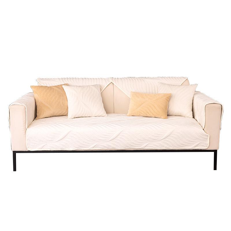 New Solid Color Sofa Cushion Simple Modern Winter Thickened Fleece Cushion Living Room Sofa Non-Slip Cover Towel