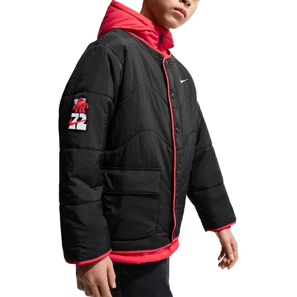 Nike Cotton Jacket FW25 Year Of The Horse Limited Edition New Year Faux Two-Piece Warm Hooded Zipper Long Sleeve Kids Jackets IU7352-010