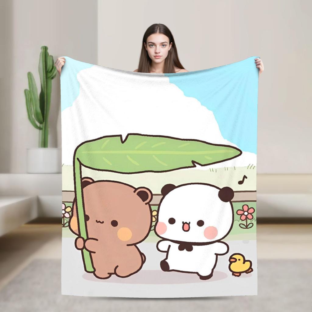 Bubu and Dudu Xmas Panda Couple Merry Christmas Soft Warm Blanket  Airplane Plush Bedding Throw Flannel Bedspread Sofa Bed Cover