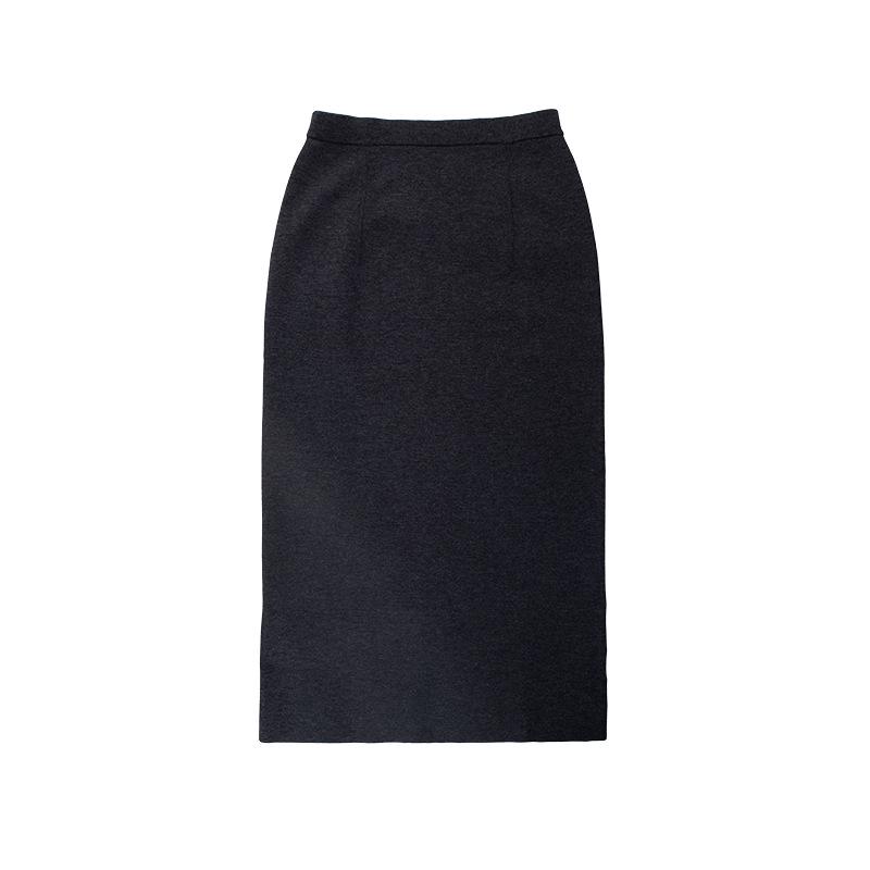 Women s Spring Wool Blend Elastic Waist Knit Bodycon Midi Skirt L хизер серый