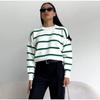 Winter Autumn Loose Round Neck Striped Knitted Pullover Women Long Sleeve Casual O-neck Sweater