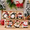 Festive Three Compartment Wooden Box Ornament For Cheerful Christmas Home Decor