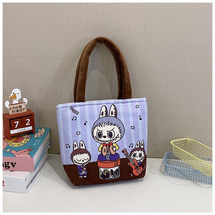 Snack bag portable office worker portable handbag Labubu bucket bag cute hand-held lunch bag