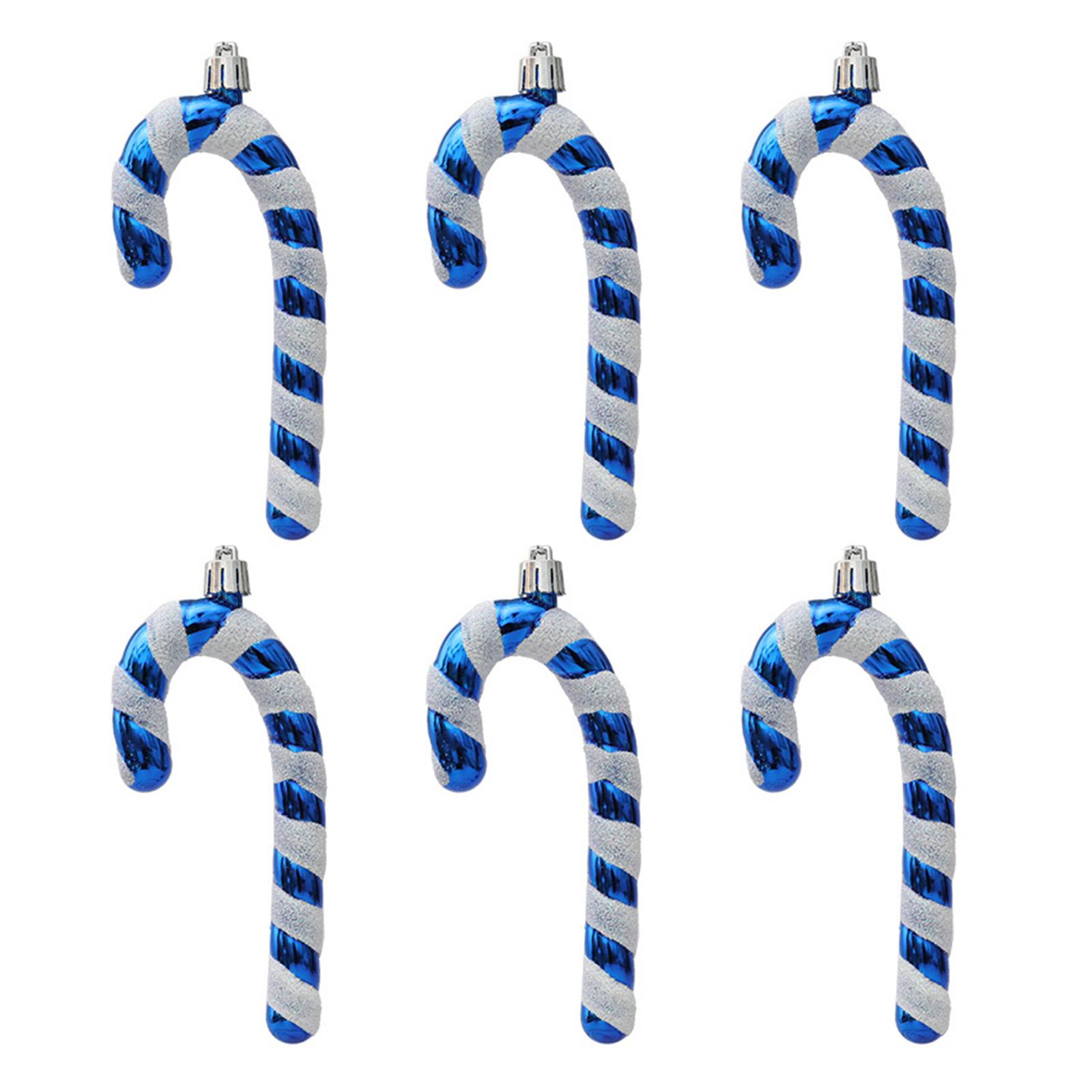 

6Pcs Christmas Candy Cane Ornament Glitter Plastic Christmas Tree Hanging Pendant Decoration for Holiday Party Favors
