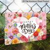 2D Flat, 1pc "Happy Mother's Day" Floral Plaque, 12"×8" - Pink Heart & Flower Decor Sign, Multicolor - Aluminium Wall Hanging Decoration for Home