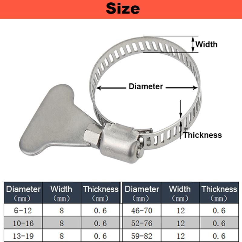 304 Stainless Steel Water Pipe Clamp Trachea Clamp Fixed Locking Clamp with Handle Throat Hoop Hand Twist Pipe Hoop Oil Pipe