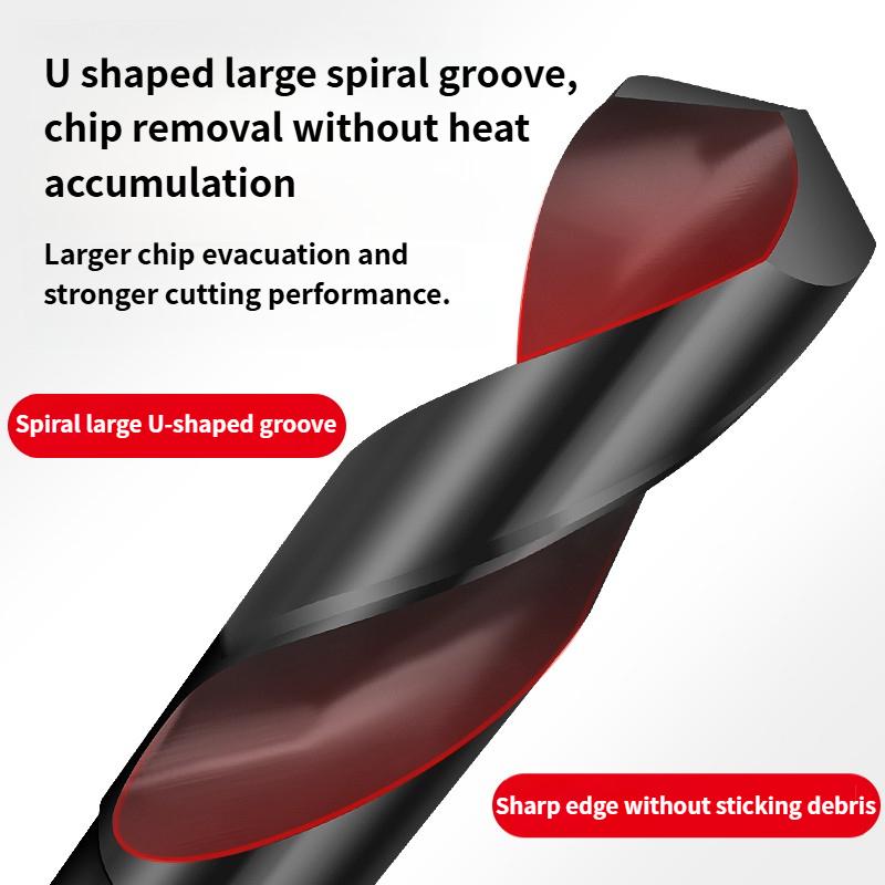 Twist Drill Bit Reduced Shank 1/2'' Nitride Coated Hole Drilling Cutter HSS Black Reduced Shank Twist Drill Bits for Metal Wood