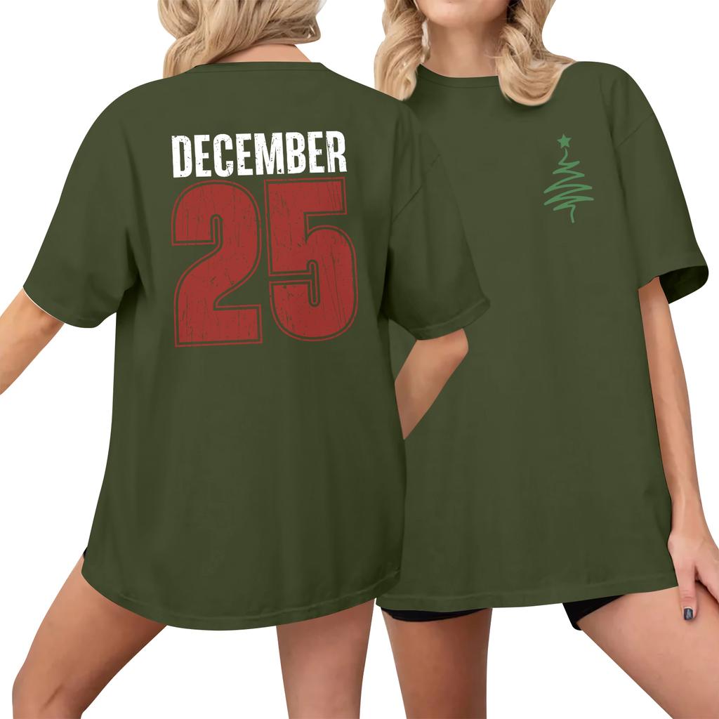 Women's Casual Printed T-Shirt Round Neck Pullover Short Sleeve Top