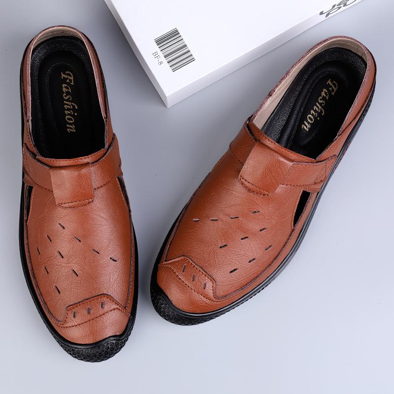 Luxusní značková pravá kůže Pánské Sandály Mokasíny Pánské Šaty Sandály Ruční výroba Kožené boty Pánské Sandály