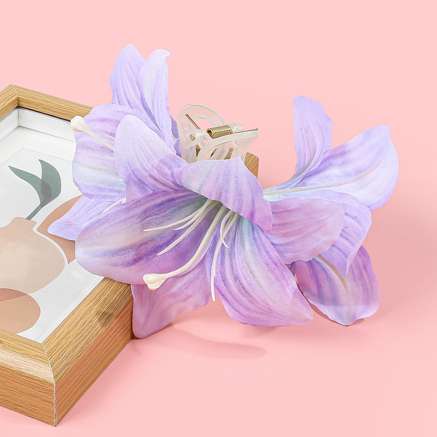 

Новые милые цветы лилии феи заколка для волос красивая весенняя большая крабовая заколка для волос головной убор для женщины девушки пляжные аксессуары для волос