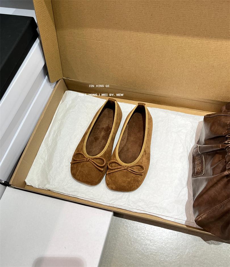 French retro leopard print light mouth ballet single shoes women's 2025 autumn and winter new one-pedal beanie shoes ladyshoes