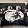 3pcs Japanese Samurai under Moon 3D Printed Bedding Set Cozy Duvet Cover King Queen Twin Size Birthday Gift Bedroom Decoration