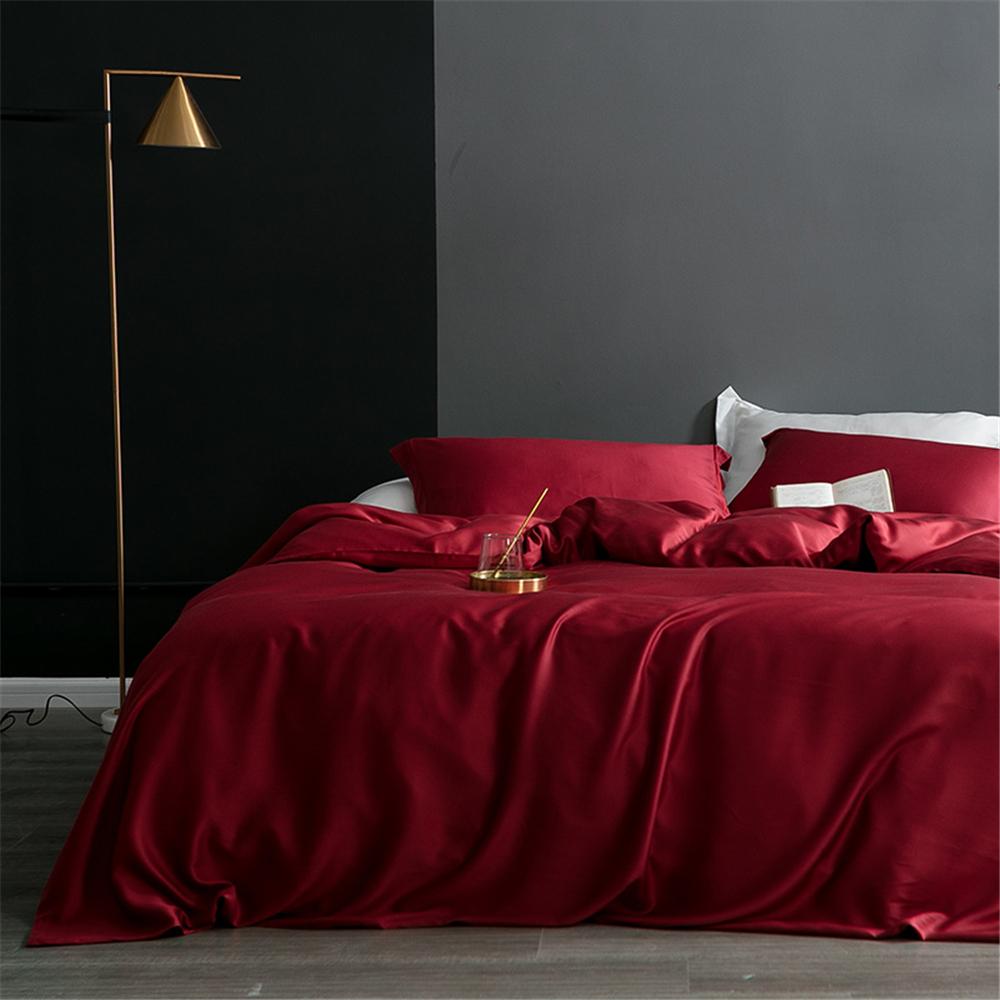 Sondeson Nature 100% Silk Dark Blue Bedding Set Healthy Skin Beauty Queen King Duvet Cover Set Flat Sheet Pillowcase Bed Linen