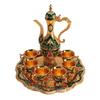 8PCS Zinc Alloy Wine Pot Kit Gold Green Turkish Tea Set Tea Sets Coffee Pot Set  Home Party Decor