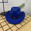 New Horn Head Belt Cowboy Hat Fashionable Jazz Hat Retro Tweed Hat Black Top Hat Trendy