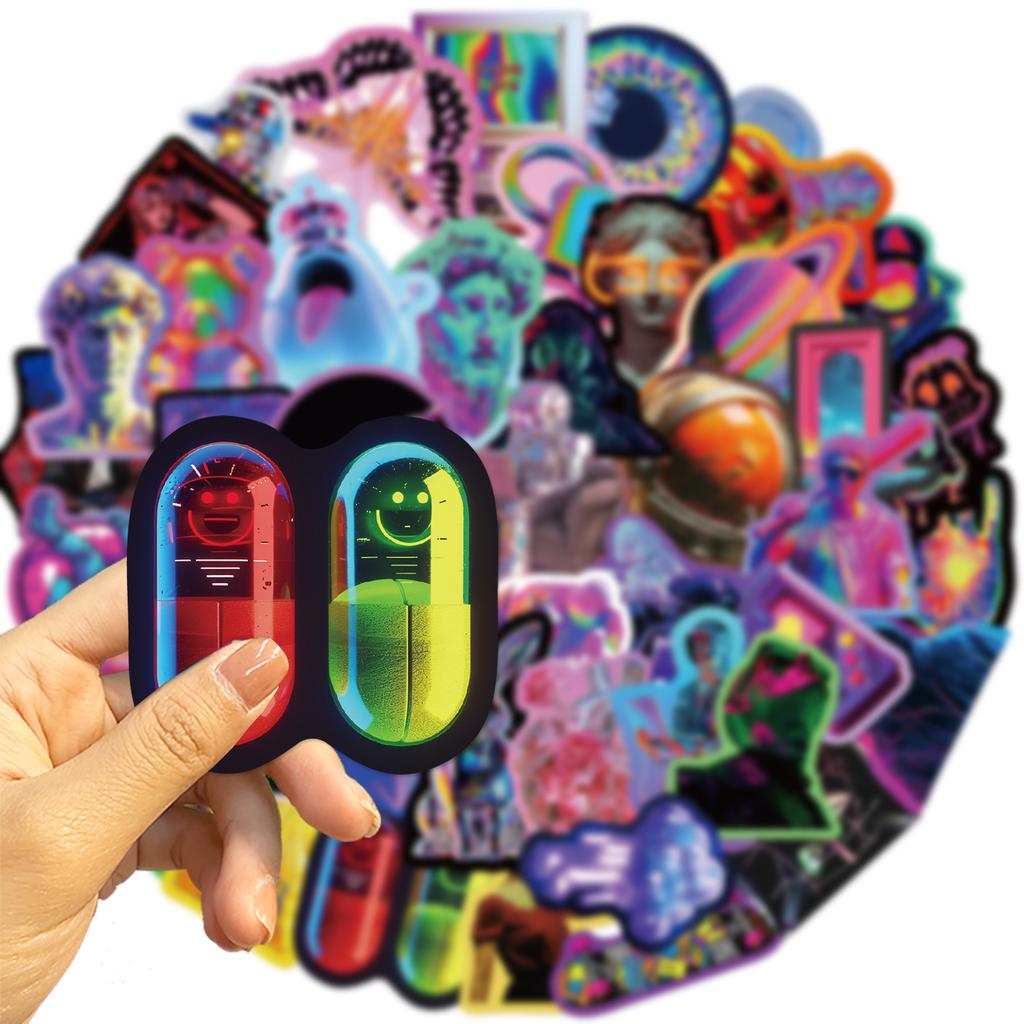 52 Colored Cyberpunk Stickers Decorate Guitar Laptop Suitcase DIY Waterproof Stickers