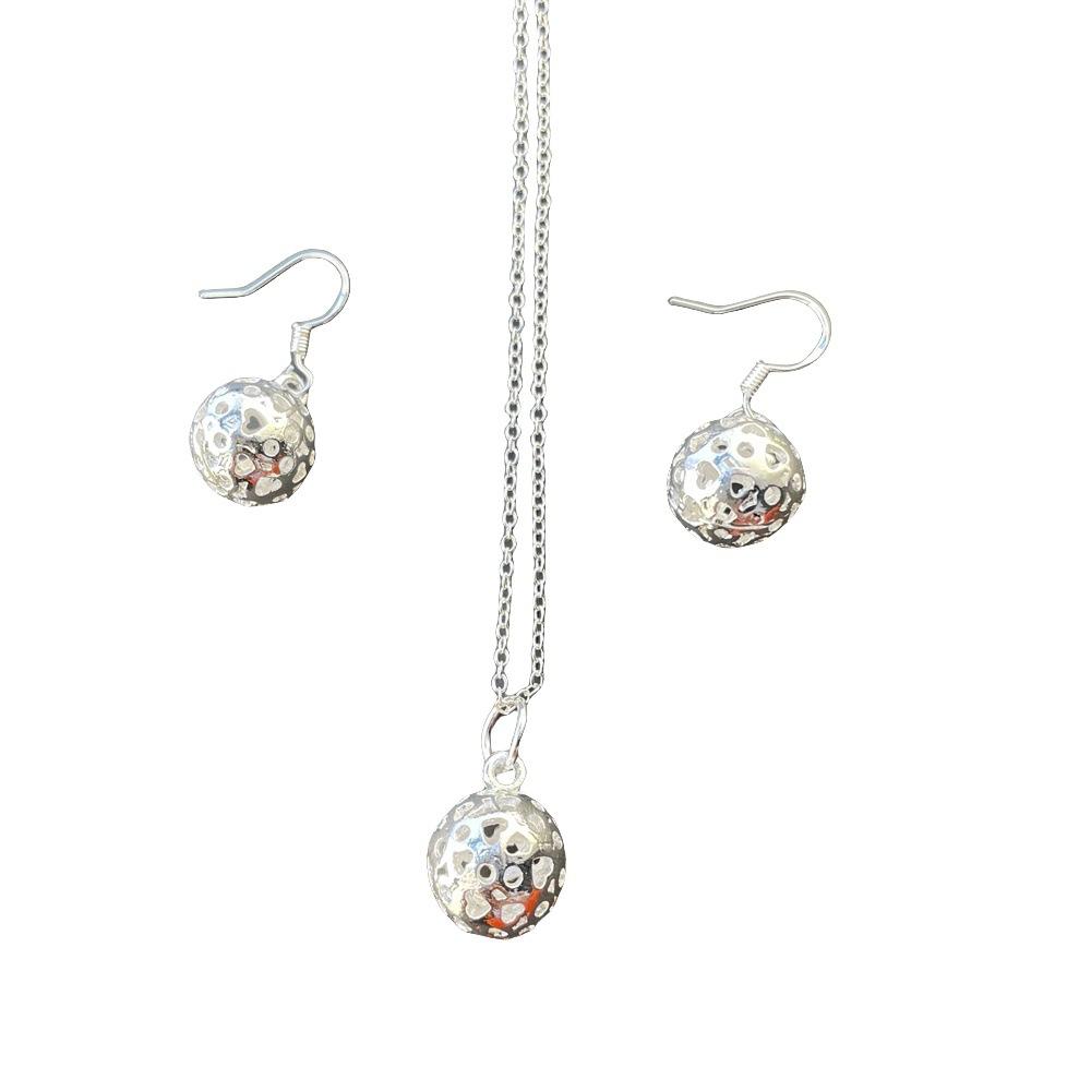 Copper Tennis Pendant Necklace Earrings Set Accessories