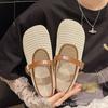 Baotou half slippers women's outer wear 2025 summer new breathable woven flat bottom pedal with skirt Roman sandals