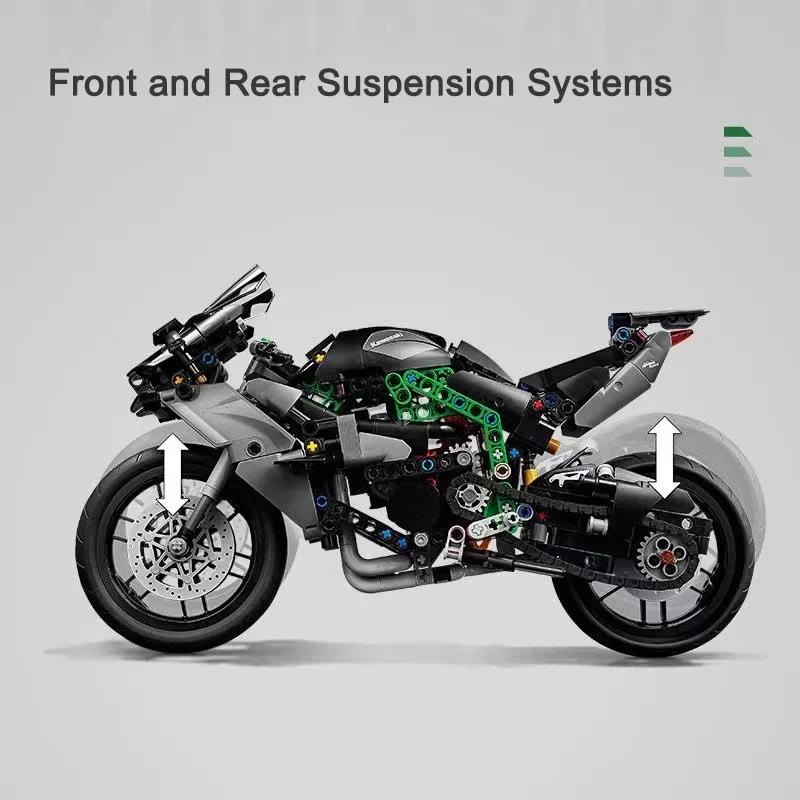 Technical Ninja H2R Motorcycle Building Blocks Set Collectible Block Kit for Boys Girls and Adults Motorcycle Scale Model