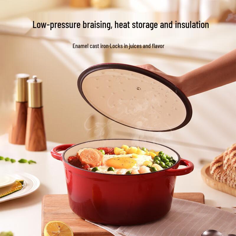 Triceratops Chinese Red Multi-Purpose Cast Iron Pot