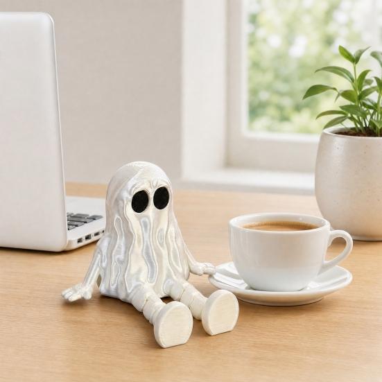 Flexible Halloween Figurine, 3D Printed Mini Grim Reaper/Ghost Statue with Movable Joints, Collectible Gothic Ornaments for Shelf, Desk, Home Decor