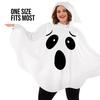 Women Ghost Costume for Adult Halloween Ghost Poncho Cloak White Ghost Hooded Cape Cosplay Party Outfit