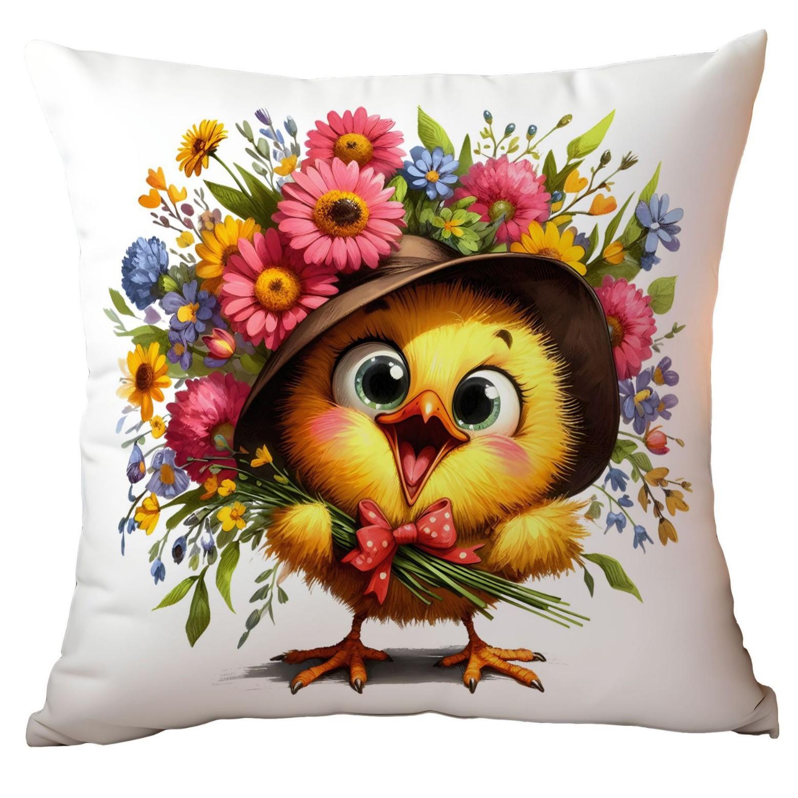 

Новая пасхальная наволочка Мультяшная забавная наволочка для подушки с принтом цыпленка Декорация 45 * 45Cm