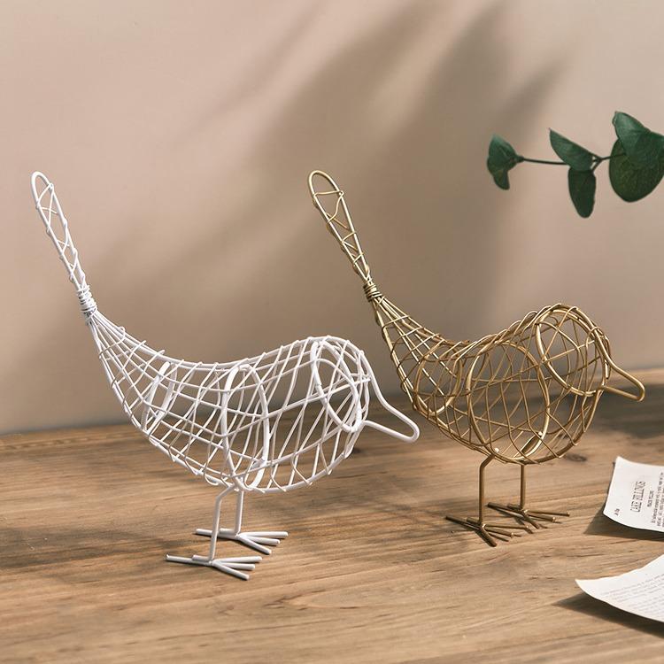 Vintage Metal Wire Bird Figurine Mini Abstract Animal Statue Modern Home Decor Craft for Wedding Birthday Gift To Friends