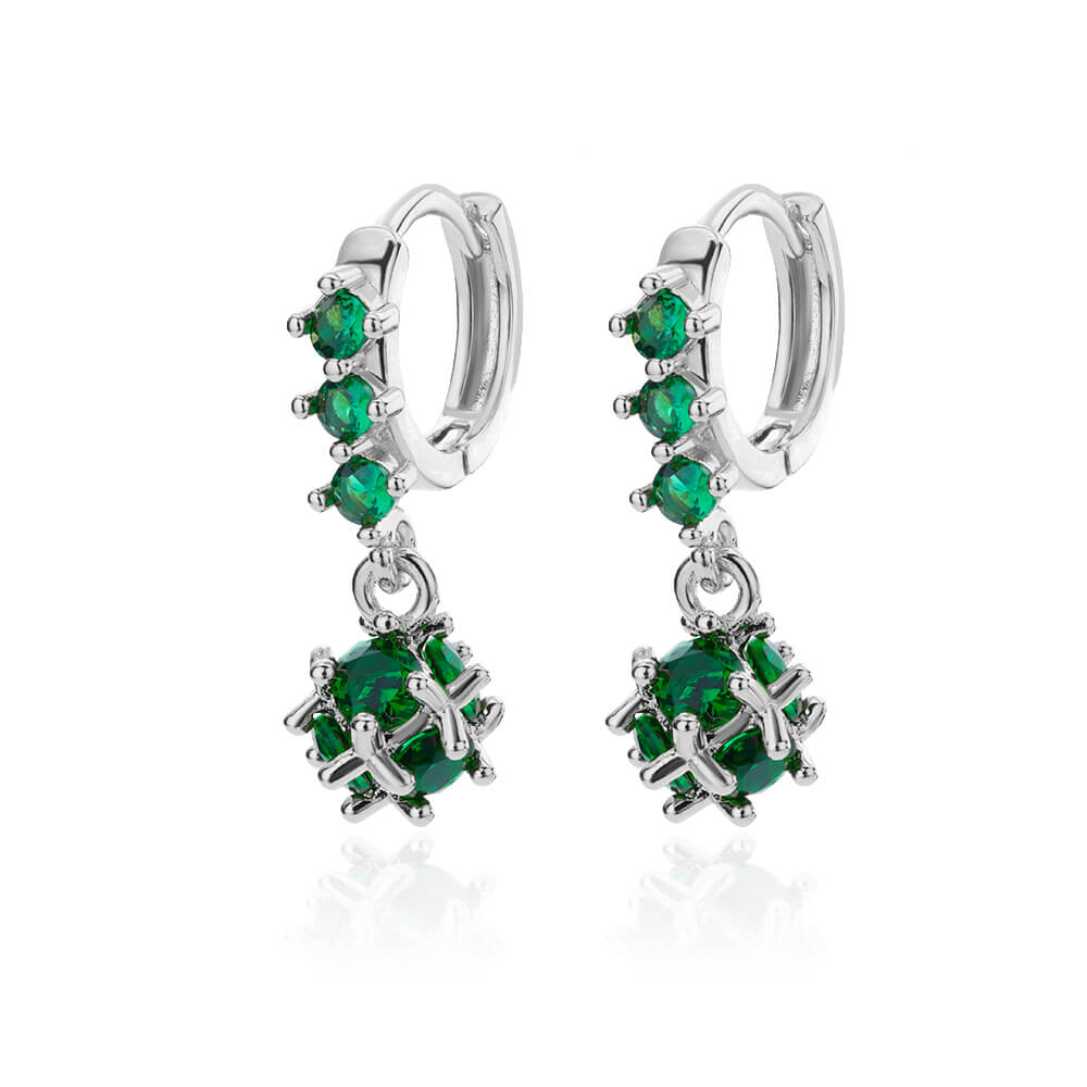 Stainless Steel Green Zircon Ball Dangle Earrings For Women Spherical Earring  Trending Luxury Wedding Jewelry