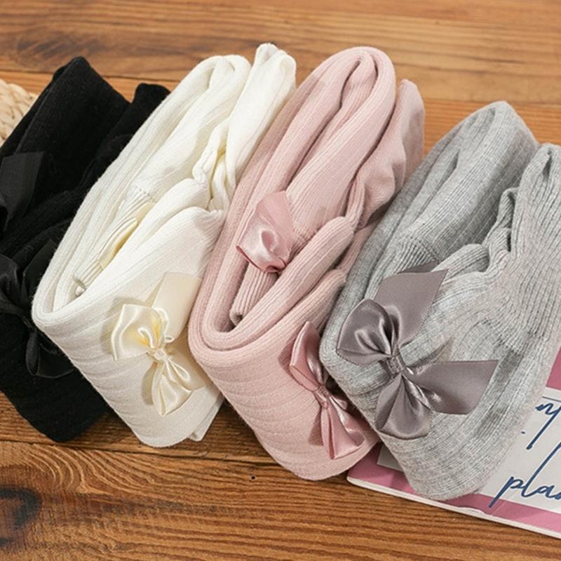 Baby Mädchen Strumpfhose Warm und Weich Kinder Thermo Leggings Einfarbig Schleifchen Dekor Strumpfhose für Kalte Jahreszeiten