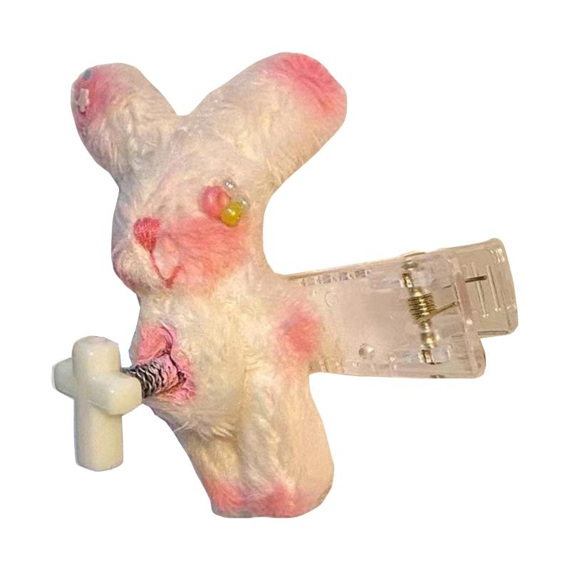 

Girls Plush Rabbit Hair Clip Cute BBClip Cartoon Hairpin Women Hair Style Accessory for Side Hair Korean-Style Headdress белый