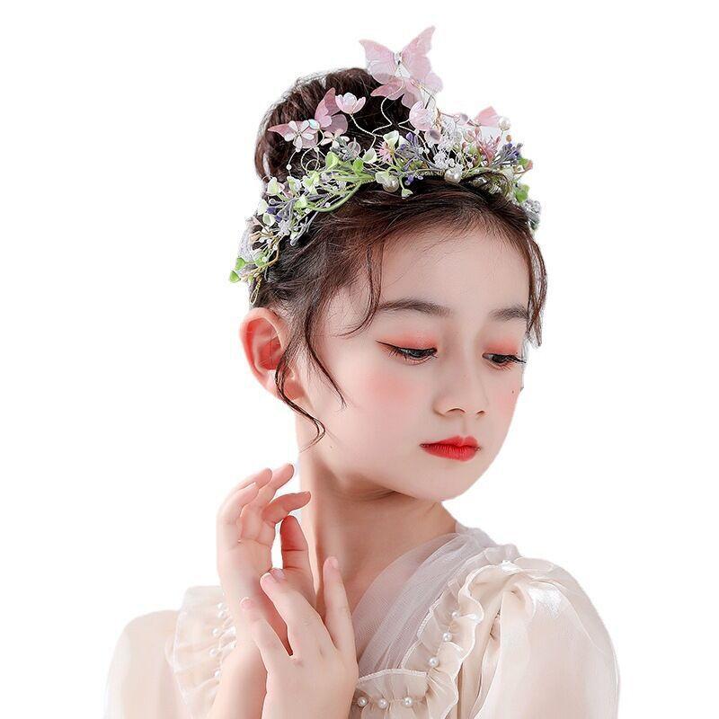 Children's hair accessories super fairy Mori girls performance Korean dress fresh butterfly crown girl birthday photo accessories