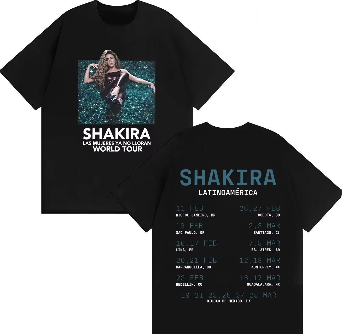 Singer Shakiras World Tour Highquality 2026 Spring summer new Men Print Pure Cotton Casual Tshirt Fashion Streetwear y2k ins 2XL