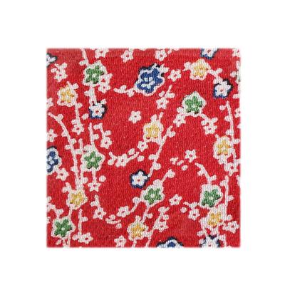 Nippon Chuko Chirimen Cut Yuzen Approximately 23 X Floral Fabric, 33cm, Pattern, Red, Y185-02