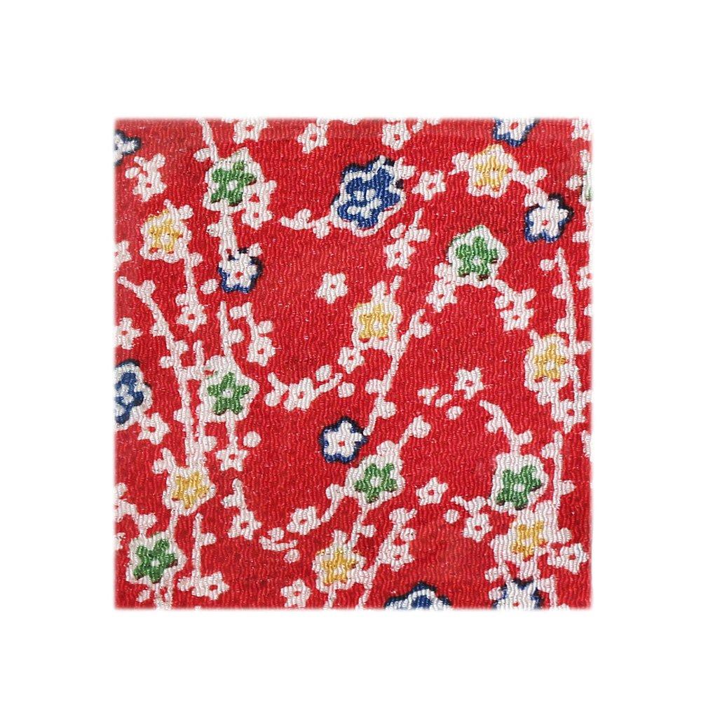 Nippon Chuko Chirimen Klipp Yuzen Omtrent 23 x Blomstret Stoff, 33cm, Mønster, Rød, Y185-02