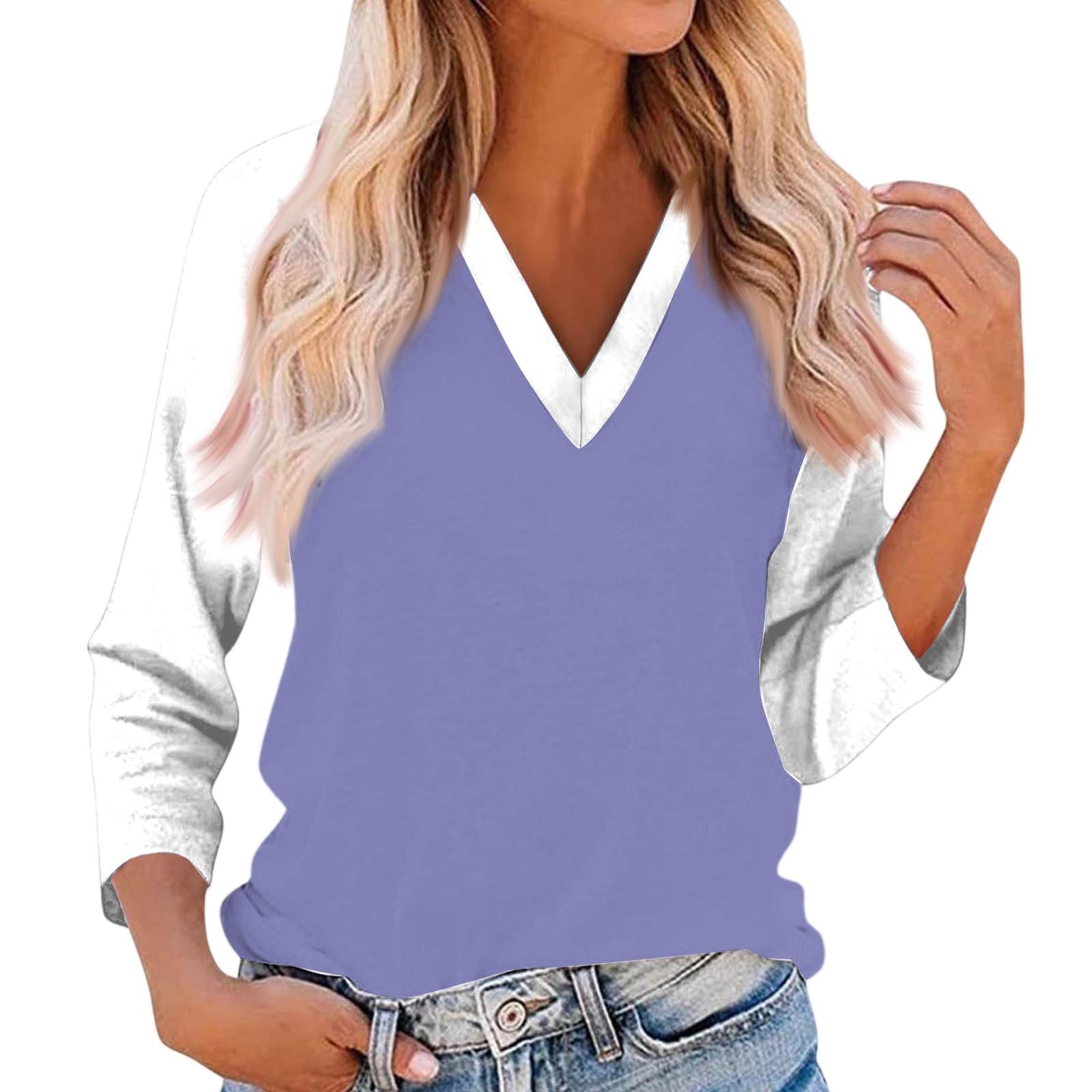 

Женский повседневный и модный лоскутный топ с V-образным вырезом и рукавами три четверти XXL