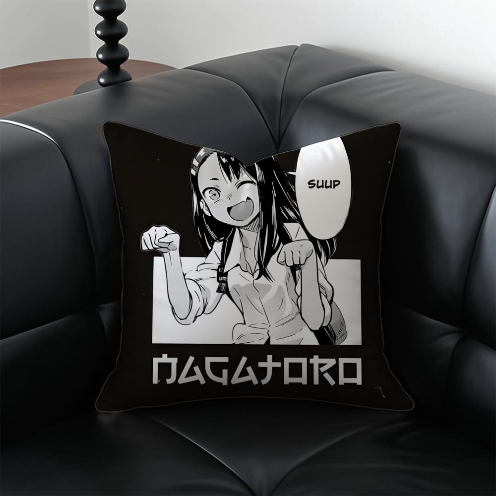 anime comedy NNagatoro SSan Cushion Cover Pillow Case Antidustmite Invisible zipper silky plush cushion