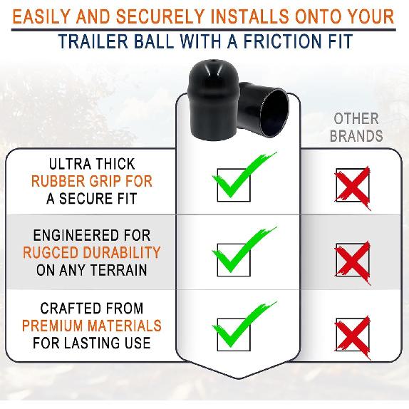 21811 Trailer Hitch Ball Cover, 2-5/16 Inch Black Rubber Hitch Ball Protector Cap, Heavy Duty Waterproof Dustproof Tow Ball Cover for RV, Trailer,